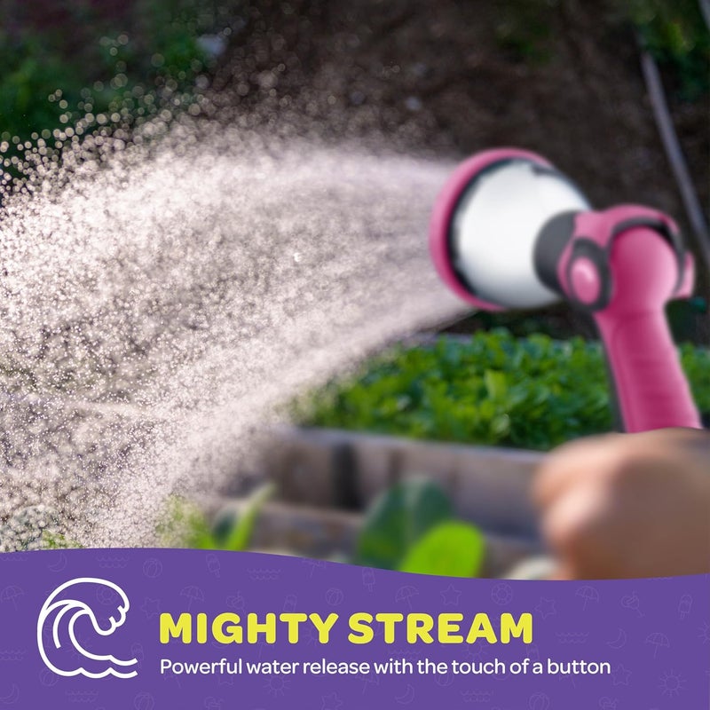 SEWANTA Hose Nozzle [Pink] Heavy Duty Hose Sprayer With 10 Adjustable Watering Patterns. Thumb Control Design, Comfortable Ergonomic Grip, Garden Hose Nozzle for Watering Plants & Lawns/Fun showers/Cleaning - Image 5